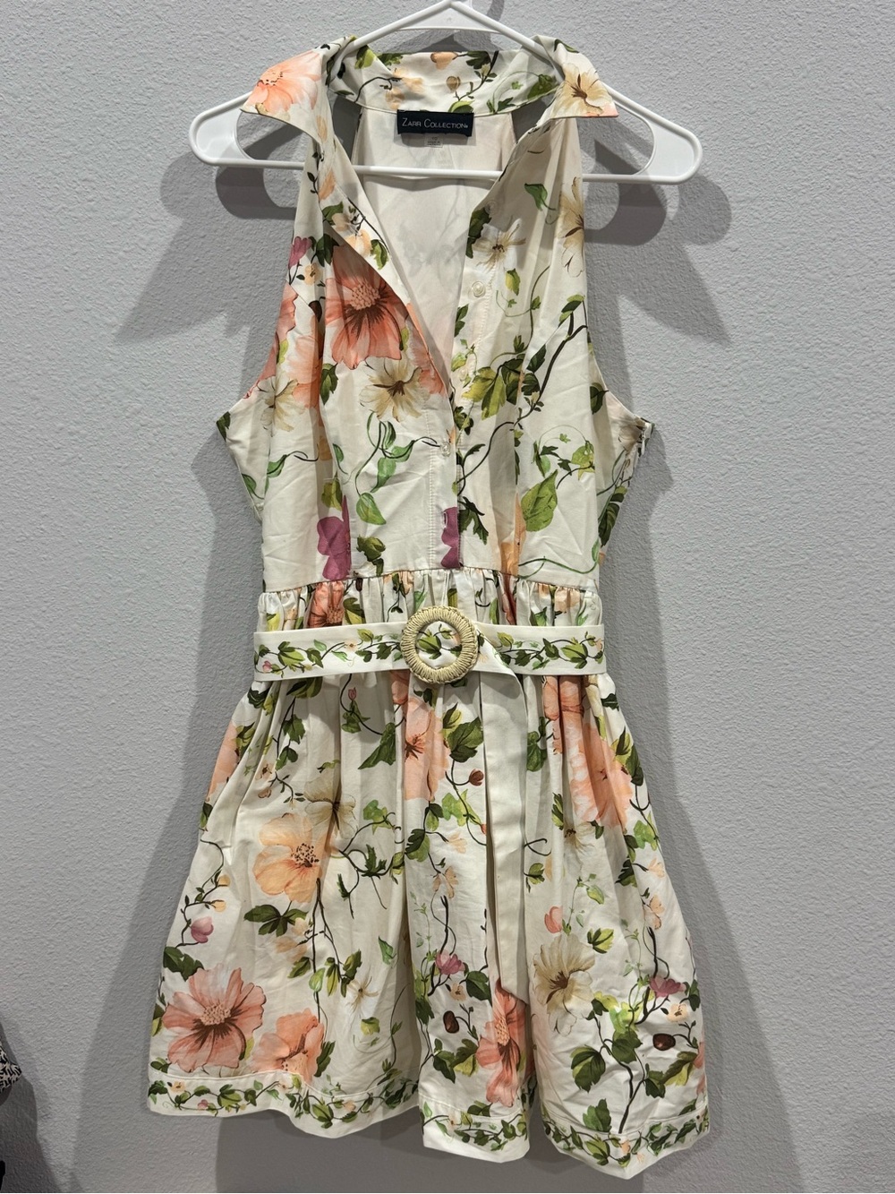 Womans Cream Floral Belted Sundress